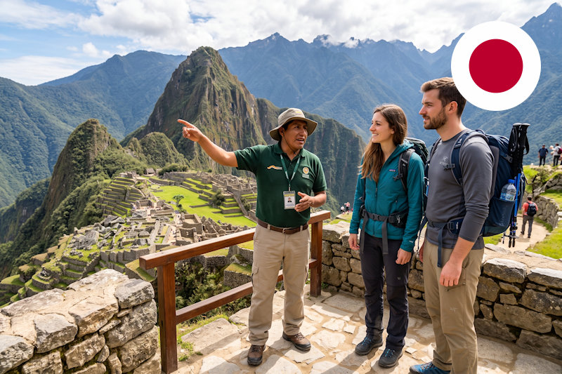 Guia em Machu Picchu em japonês